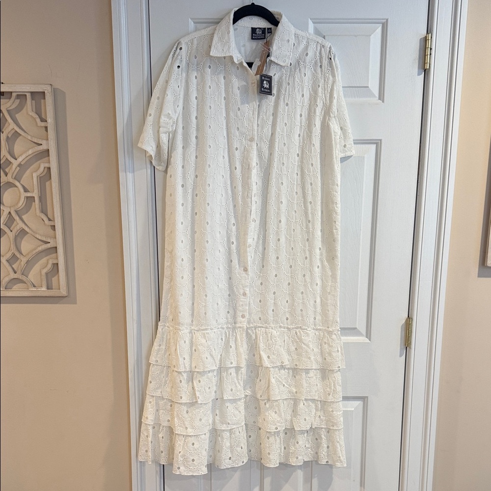 Eyelet tiered Lola Shirt Dress Madison Mathews - Picture 3 of 6